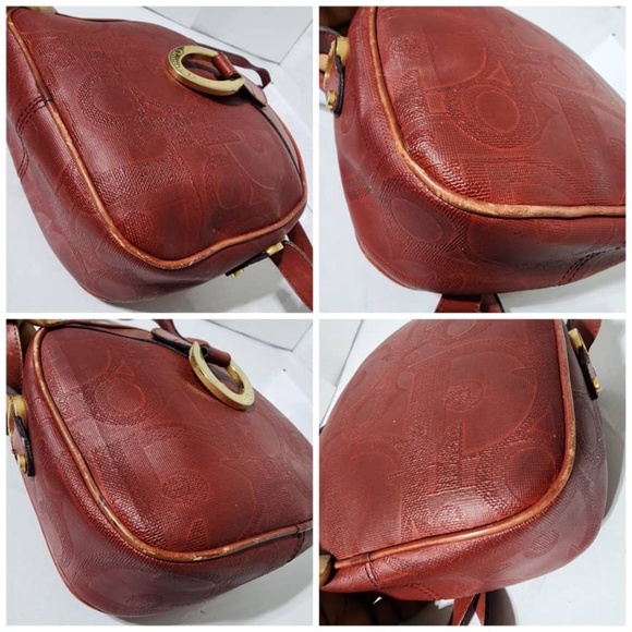 Authentic CHRISTIAN DIOR Vintage Trotter Pattern Crossbody Bag Wine - Picture 10 of 16
